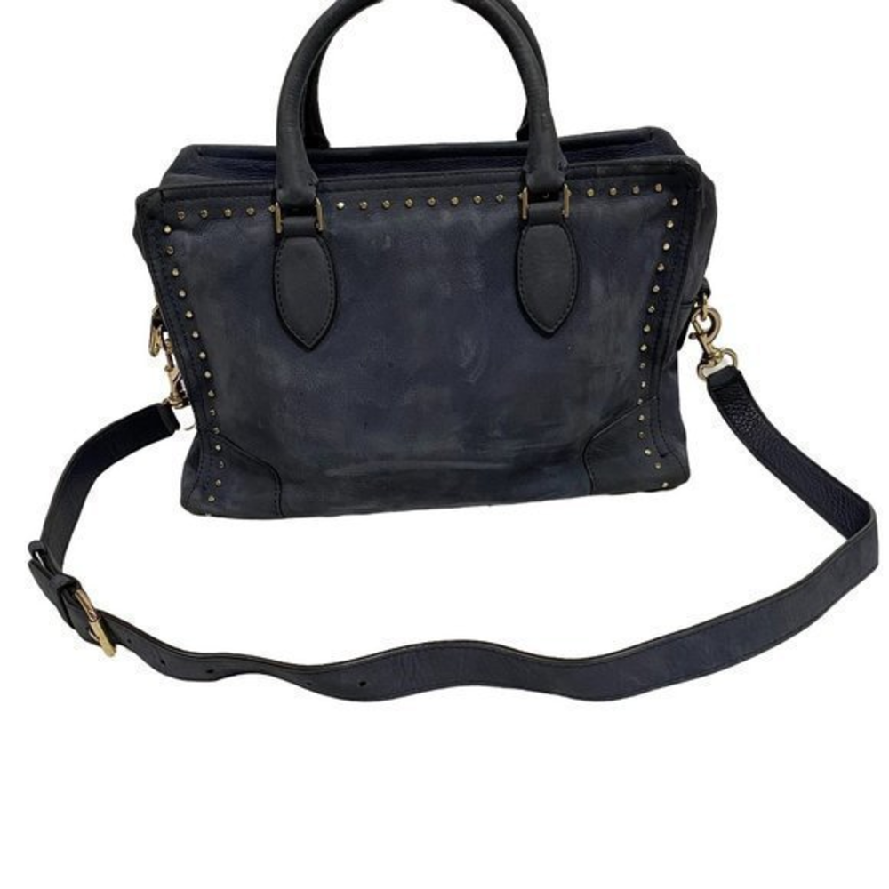 Rebecca‎ Minkoff Moonwalking Leather Satchel Navy Blue